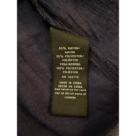 Zac & Rachel Blouse Size ? Large Navy Boho Lace Trim Peasant Top Hippie 70’s - Picture 8 of 11